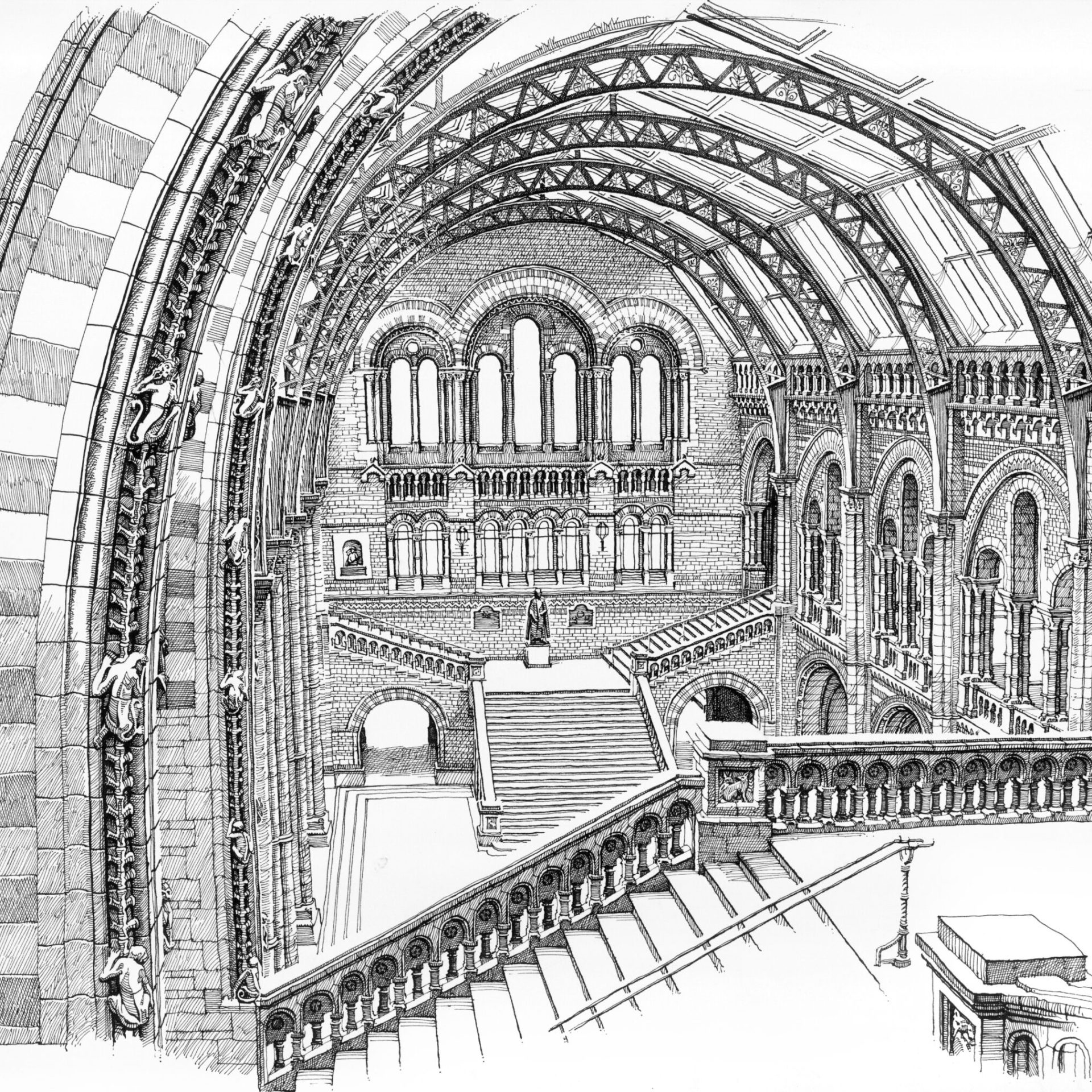 pen drawing of natural history museum